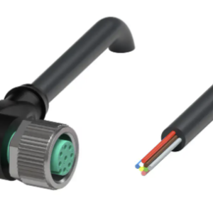 Conector hembra M12 acodado | 8 polos con codificación A | Cable PUR negro de 5 m