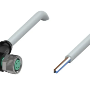 Conector hembra M8 acodado | Cable PVC de 2 m | 4 polos con codificación Acables industriales y entradas PNP de PLC para automatización industrial.